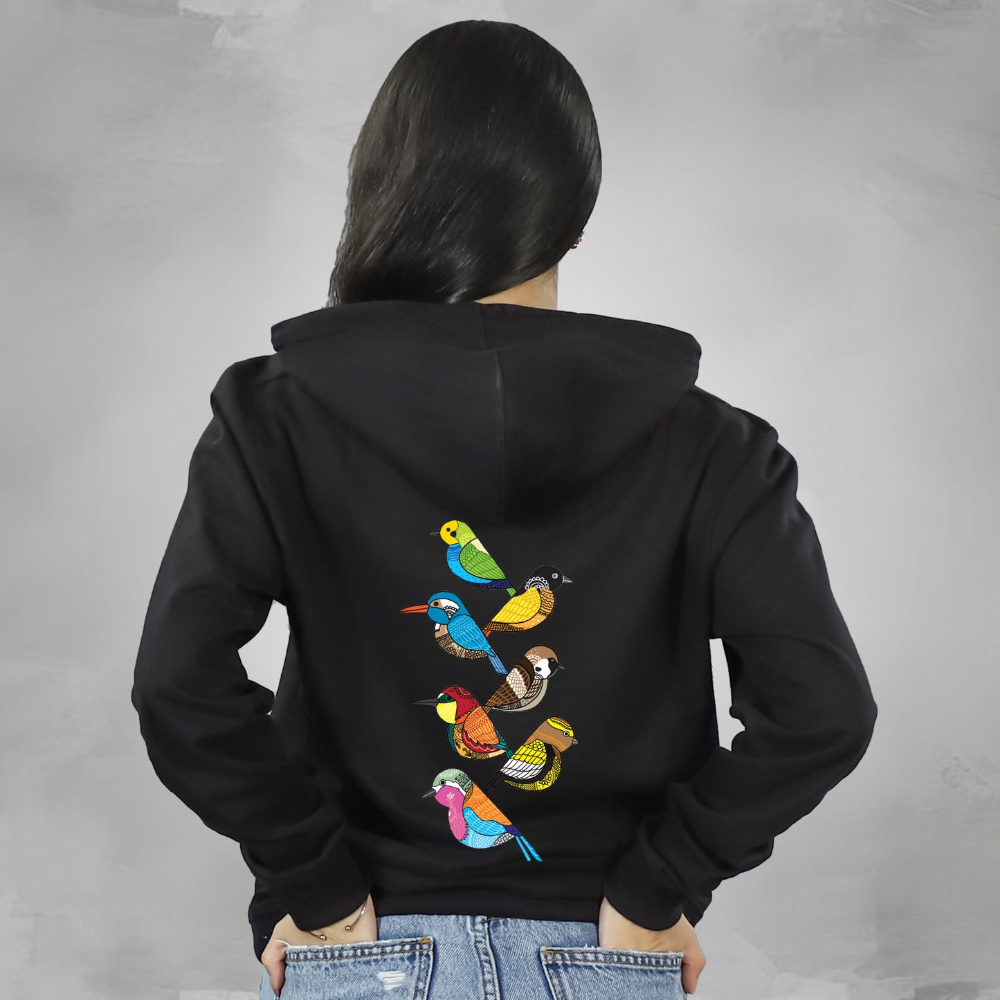 Arty Birds on Hoodie
