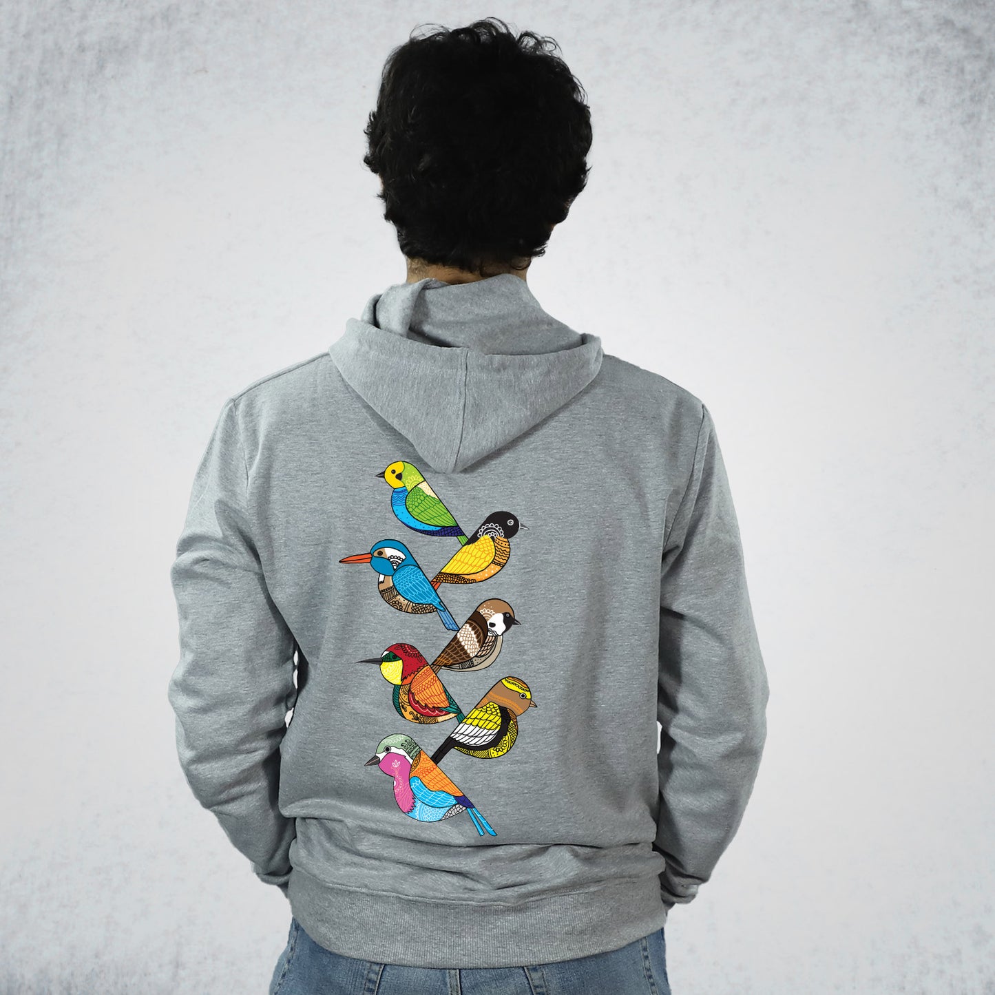 Arty Birds on Hoodie